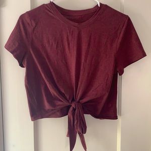 Maroon Cropped/Tie Lululemon Top